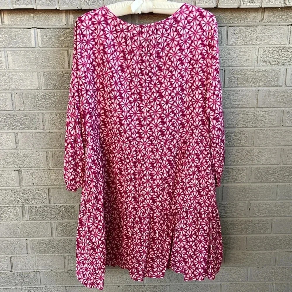 GAP NWOT Floral Pink Boho Babydoll Lined Long Sleeved Dress- Size L - Picture 2 of 7